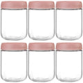 NETANY 6-pack 16oz Glass jars with Airtight Lids, Overnight Oats Containers with Lids, Wide mouth Mason Salad jars, Glass Food Storage Containers for Snacks Yogurt Spice Sugar-Pink - color: Pink-6pack-16oz