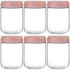 NETANY 6-pack 16oz Glass jars with Airtight Lids, Overnight Oats Containers with Lids, Wide mouth Mason Salad jars, Glass Food Storage Containers for Snacks Yogurt Spice Sugar-Pink - color: Pink-6pack-16oz