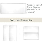 STORi SimpleSort 2-Piece Stackable Clear Drawer Organizer Set | 15" x 6" x 2" Rectangle Trays | Wide Makeup Vanity Storage Bins and Office Desk Drawer Dividers | Made in USA - size: 15x6x2"