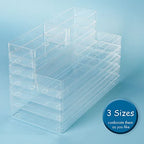 LotFancy Clear Drawer Organizers, 6'' x 3'' x 2'', Set of 3, Drawer Organizer Trays for Desk, Plastic Storage Bins for Bathroom, Makeup, Utensils, Stackable - size: 6x3x2''