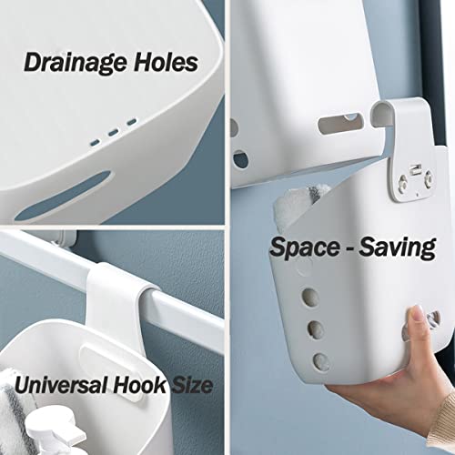 3 Pcs Hanging Shower Basket Caddy, Portable Walll Storage Organizer with Hooks for Bathroom Kithcen Dorm College, White - color: White, size: Large