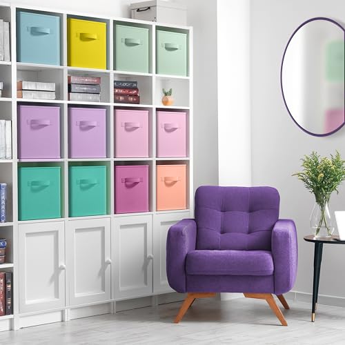 Sorbus 11 Inch Storage Bins - Sturdy Collapsible Fabric Storage Cubes with Handle - 12 Foldable Baskets for Organizing Clothes, Toys, Books - Storage Baskets for Shelves, Closets - color: 12 Pack Pastel Multi-Color 3, size: 11 Inch