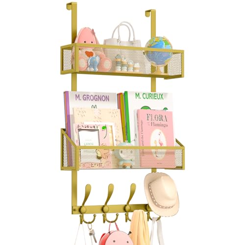 Kaiferty Over The Door Hooks Organizer, Coat Rack Over The Door Storage Hanger Towel Rack, Back of Door Storage Organizer for Bathroom,Bedroom,Kitchen,Office (Gold, 3-Tier) - color: Gold, size: 3-Tier