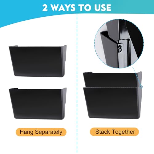 EASEPRES 3 Pack Black Plastic Single Pocket Hanging File Organizer, Wall Mount Paper Mails Magazines Holder, Mounted Folder Bins for Office School and Home, 12.99x4.13x7.48 inches - color: Black, size: 3 Pack