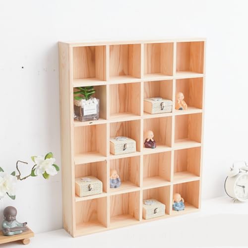 1 Pcs 13.4''x10.6''x2'' Wooden Storage Divider Box Showcase Display Box Organization Tabletop Box Tray Display Holder with 20 Compartments for Home Craft Office Kitchen Storage - color: Natural Wood, size: 20 Compartments