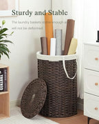 SETVSON Large Laundry Hamper Laundry Basket Round 34.3 Gal (130 L) Handwoven Wicker Laundry Baskets Rattan Laundry Basket with Laundry Bag Handles 2 Mesh Bags for Living Room Bedroom Brown - color: Brown, size: 130L