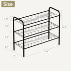 Shoe Rack,Long Shoe Organizer for Closet,Wide Shoe Storage for Entryway, 3 Tier Sturdy Metal Free Standing Shoe Shelf - size: 3-tier-short
