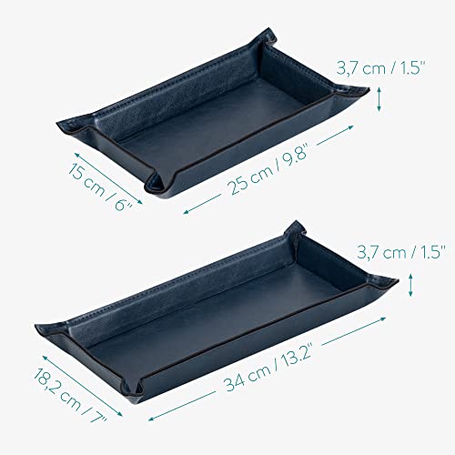 Navaris 2 x Empty Tray for Keys, Coins, Mobile Phones, Jewellery – Entrance Table for Office Bedside Tables - color: Dark Blue