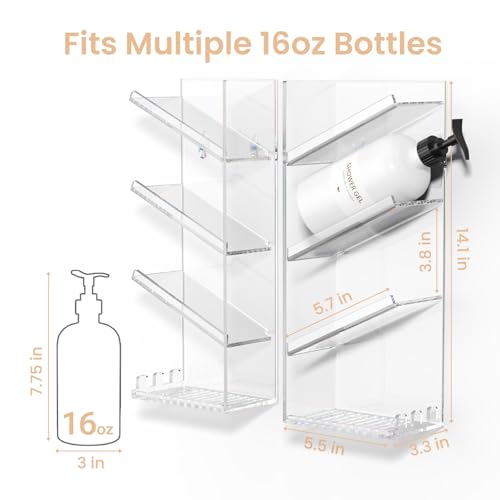 AITEE Acrylic Bathroom Organizer Caddy, Clear Shampoo Holder Wall Mounted, Shower Organizer with Suction Cup, No Drilling and Rustproof, Sturdy and Durable - Combination Shelf - style: Combination Shelf