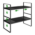 Expandable Kitchen Cabinet Shelf Organizer Rack Heavy Duty Metal Spice Rack Stackable Kitchen Counter Storage Shelf for Kitchen Cabinet Pantry Bathroom (Black - 16.5"-27" L x 8" W x 9.6" H - 2Pack) - color: Black - 16.5"-27" L x 8" W x 9.6" H - 2Pack