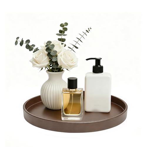 2 Pack 9" Bathroom and Vanity Tray, ABS Bathroom Counter Organizer, Coffee Table Decor for Perfume, Candles, Keys &More. Kitchen Countertop Organizer, Decorative Tray Soap Holder, Brown - color: Brown, size: 9" - 2Pcs