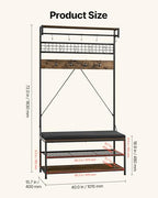 VEVOR Hall Tree with Bench and Shoe Storage, 2 Tier Entryway Bench with Coat Rack, Shoe Rack Storage Organizer with Soft Cushion, Hooks and Hanging Rod for Entryway, Hallway - size: 72" * 40"
