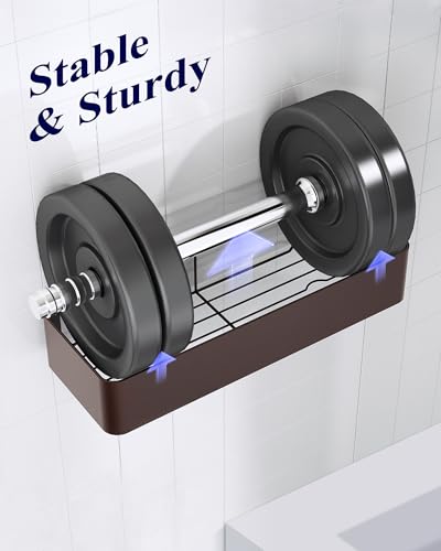 Kitsure Shower Caddy - 2 Pack Adhesive Shower Organizer, Rustproof Metal Shelves, No-Drill Bathroom Organizers and Storage, Brown, Large - color: Brown, size: Large
