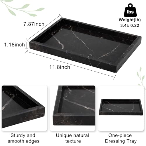 Brown Marble Tray,Pure Natural Vanity Tray,Marble Tray for Kitchen Counter Non-Ceramic/Non-Resin,Stone Trays 12 x 8 inch - color: Brown