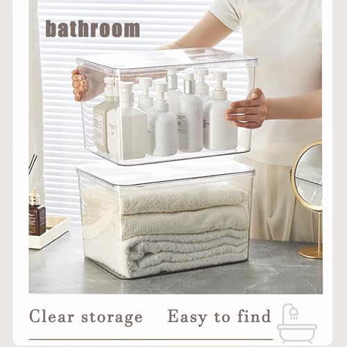 Clear plastic storage bins with LIDS,storage containers for snacks, cosmetics, books, dog food, Storage Organizer for Nursery，Kitchen, Living room,Bedroom, Bathroom, Office (clear, 4XL) - color: clear, size: 4XL