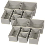 DIOMMELL 12 Pack Foldable Cloth Storage Box Closet Dresser Drawer Organizer Fabric Baskets Bins Containers Divider for Baby Clothes Underwear Bras Socks Lingerie Clothing,Grey 444 - color: Grey