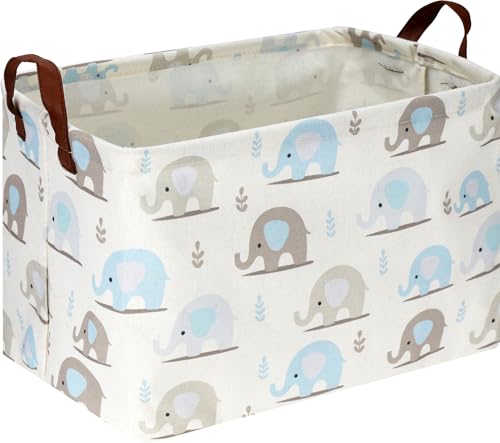 NTAOHAMPER Rectangular Blue Elephant Storage Basket,Collapsible Gift Basket with Handles,Books Box,Room Decor(Blue Elephant) - color: Blue Elephant
