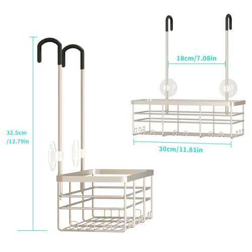 HapiRm Hanging Shower Caddy Organizer - No Drilling Shower Organizer with Hooks, Rustproof & Waterproof 304 Stainless Steel Bathroom Shelves - Brushed Nickel (1 Basket) - color: Brushed Nickel- 1 Basket