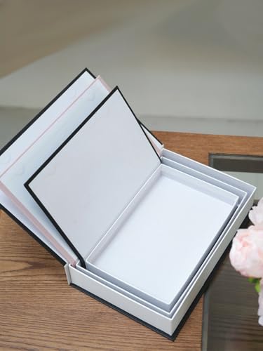 Decorative Book Box with Magnetic Closure – Faux Book Storage Box for Remote Control, Jewelry, or Valuables – Vintage Hidden Storage Organizer for Living Room, Office, or Bookshelf Décor (3Pcs-A) - style: 3Pcs-A