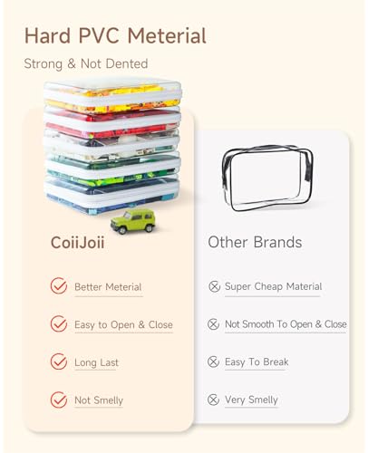 CoiiJoii 6PCS Clear Hard Shell Zipper Case,Portable Cosmetic Bag with Zipper,Kid's Toy Storage Organizer Bins,Hard Plastic Case,Clear Bags for Organizing - size: M-6PCS