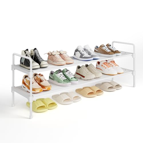 Kitsure Shoe Rack for Closet, Shoe Organizer for Front Door Entrance, Stackable Shoe Shelf, Detachable Closet Organizers and Storage, 36.1" Wide - 2 Tiers, White - color: White, size: 36.1" Wide - 2 Tiers