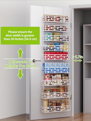 Over the Door Pantry Organizer, Over The Door Pantry Organizer Rack and Storage, 9 Tier Metal Hanging Spice Rack Shelves Door, Home & Kitchen Essentials, White - color: WhiteOpenwork, size: 9-Tier