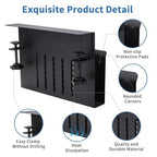 Desk Side Storage, Desk Laptop Holder with Magnetic Pen Holder, No Drill Desk Side Organizer for Office and Home Fits Flat Edge 0.3" to 2.3" - color: Black