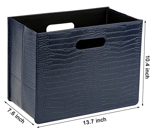 HofferRuffer Magazine Basket Holder, Foldable Magazine Rack, Document File Holder Organizer, File Folder, Newspaper Storage Bin Organizer for Home or Office (Dark Blue) - color: Dark Blue