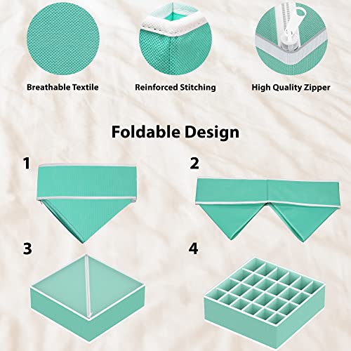 Simple Houseware 4-Pack Drawer Organizer Set - Closet Dividers for Underwear, Socks, Bras, Scarves, Ties - Foldable Non-Woven Storage Boxes, Turquoise - color: Turquoise, size: 4 Pack
