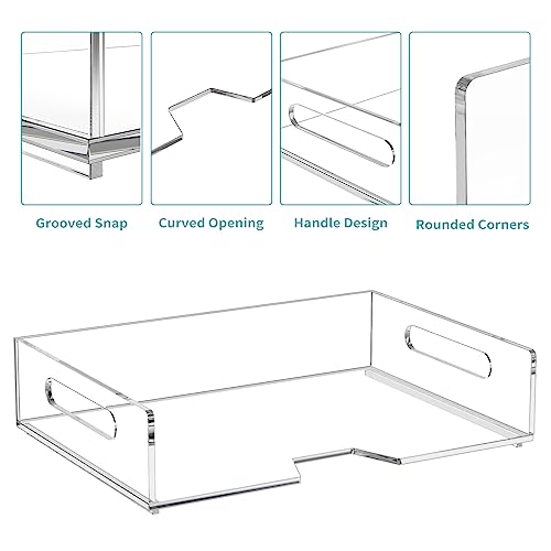 HIIMIEI Acrylic Paper Tray 2 Pack Clear Letter Tray Desk Stackable Organizer for School, Home, Office - Horizontal - style: Horizontal