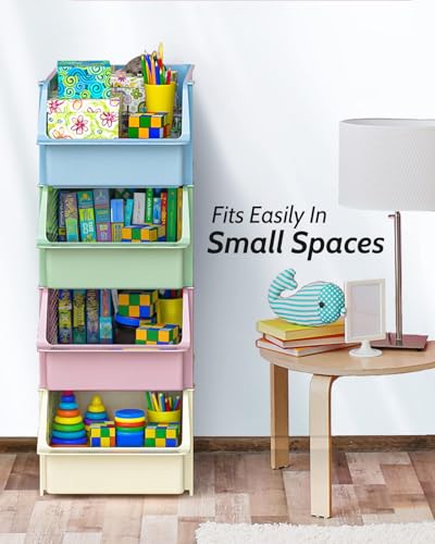 TidyFriend Stackable Storage Bins for Pantry, 4 Pack Stackable Bins For Organizing Food, Kitchen, and Bathroom Essentials (Multi) - color: MultiColor, size: 4 Pack