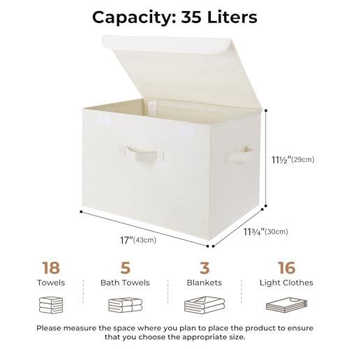 GRANNY SAYS Storage Boxes with Lids, Large Storage Bins with Lids, Decorative Box, Shelves Baskets, Clothes Storage and Organization, 2-Pack - color: Ivory White, size: Extra Large-2 Pack