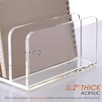 SANRUI Acrylic Desk Organizer, 5 Compartments Mail Organizer,Small File Holders Letter Organizer,Clear Office Organization,Multifunction Sorter Envelope Rack for Office,Home, School - style: 5 Sections