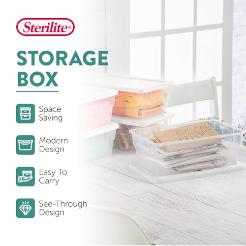 Sterilite 36-Pack 6 Quart Storage Box, Stackable Clear Plastic Bins with Snap-On Lids - Heavy-Duty Organizing Containers for Closet, Bathroom, and Office - size: 6 Quart, style: 36
