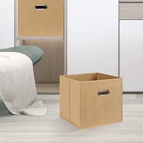 Black Fabric Cubby Storage Bins,13x13x13 Inches ,Cube Organizer Bin Foldable Storage Boxes with Dual Handles Fabric Organizer Box and collapsible Storage basket,Set of 3 ,Khaki - color: Khaki, size: 3 Pack