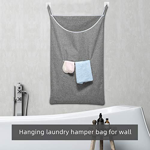 SAVERHO X-Large Door Hanging Hamper Bag,2 Pack Large Capacity Hanging Laundry Hamper Basket with Wide Opening Dirty Clothes Laundry Hamper Storage Bag Size 35X22inch(Grey-2Pack) - color: Grey-2Pack