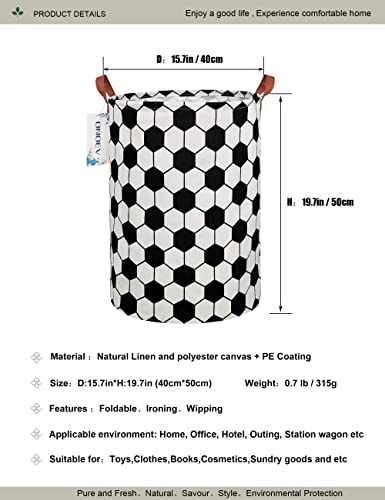 Round Fabric Storage Bin,Decorative Basket,Organizer Basket with Handles,for Clothes Storage,books & sundries (Hexagon Football), 19.7inch(H)x15.7inch(D) - color: Hexagon Football