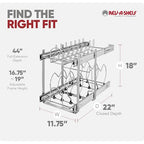 Rev-A-Shelf 2-Tier Kitchen Cabinet Pullout, Cabinet Organizer for Pots, Pans, and Lid Cookware, Adjustable Heavy Duty Wire, Min Opening Width of 11.5", Chrome, 5CW2-1222-CR - size: 12 in.