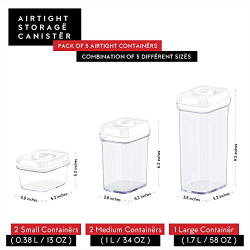 DWËLLZA KITCHEN Airtight Food Storage Containers with Lids - 5 Piece Set - Kitchen Accessories - Pantry Organization and Storage Containers for Food - Clear BPA-Free - Keeps Food Fresh & Dry - color: 07 (Set of 5)