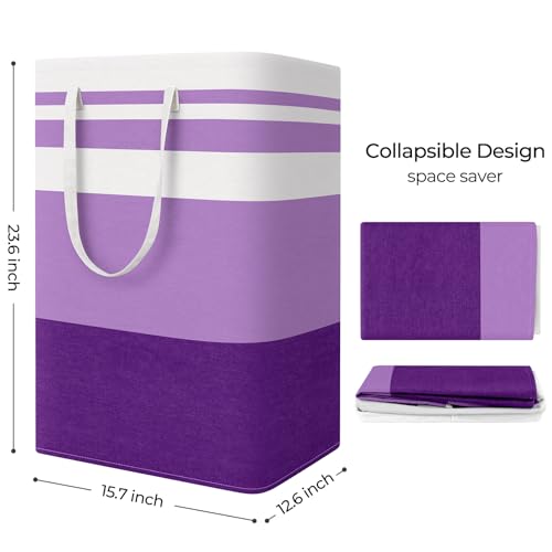 StorageRight Large Collapsible Laundry Basket Hamper with Easy Carry Handles，Freestanding Clothes Hampers for Laundry, Bedroom, Dorm, Towels, Toys, 75L, Purple - color: Purple, size: 75L