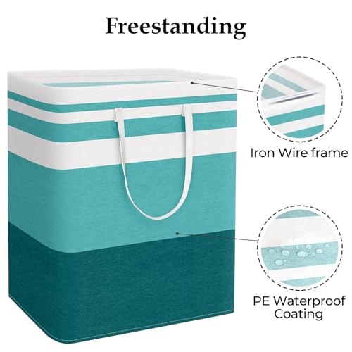 StorageRight Large Collapsible Laundry Basket Hamper with Easy Carry Handles，Freestanding Clothes Hampers for Laundry, Bedroom, Dorm, Towels, Toys, 125L, Green - color: Green, size: 125L