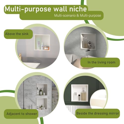 Stainless Steel Shower Niche 12"x12"，Shower Inserts Kit for Bathroom ， Recessed Shower Shelf Organizer for Storage Matte White （12"x12"） - color: White, size: 12 * 12 in
