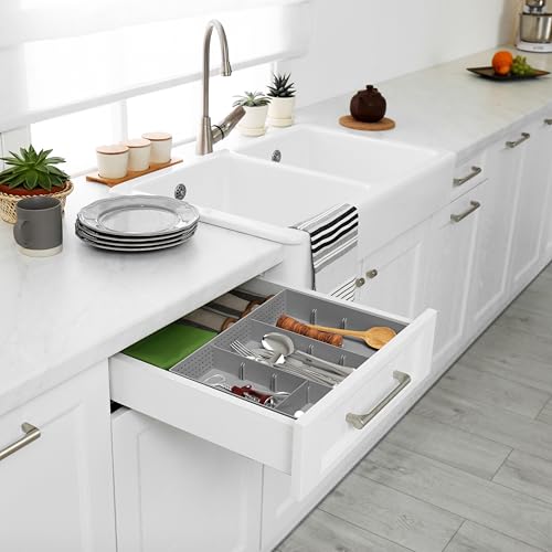 Simple Houseware Drawer Organizer Tray with 9 Adjustable Compartments, Gray - color: Gray, size: 1 Pack