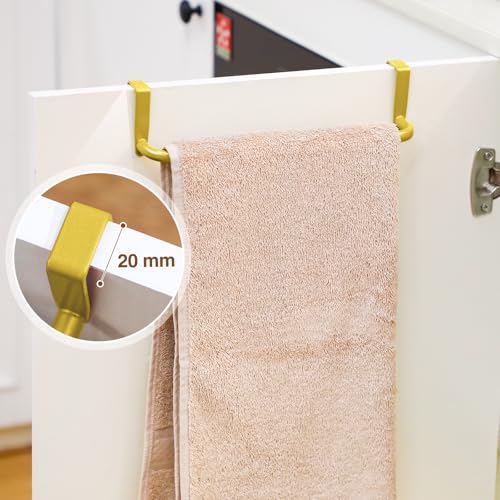 2 Pieces Metal Towel Bar Kitchen Cabinet Steel Towel Rack Bar for Hanging on Inside or Outside of Doors, Home Kitchen Bathroom(Gold) - color: Gold