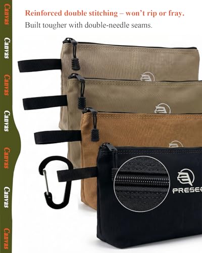 Heavy Duty Canvas Tool Pouch, Multi-Purpose Zipper Utility Bag, Durable Storage Organizer for Tools, Makeup, Cords & Travel Accessories - Black