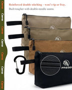 Heavy Duty Canvas Tool Pouch, Multi-Purpose Zipper Utility Bag, Durable Storage Organizer for Tools, Makeup, Cords & Travel Accessories - Black