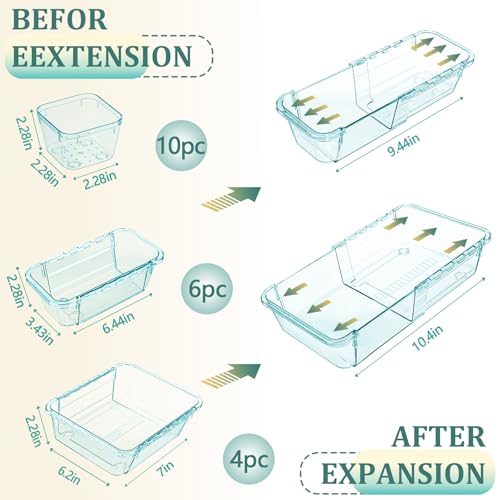 20 Pcs Clear Drawer Organizer, Adjustable Drawer Storage Box, 3-Size Desk Drawer Organizer, Acrylic Storage Bins for Makeup, Kitchen Utensils, Bedroom Dressers Tool Organizer for Gadgets, Blue - color: Blue, size: 20PCS