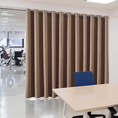 Room Divider Multi-Scenario Blackout Curtain - Noise Reducing Thermal Insulated Space Saver for Apartments, Offices, Dorms, Home Theaters Partition Curtains, 15ft W x 8ft L, Tan, 1 Panel - color: Tan, size: 180"W x 96"L (Pack of 1)