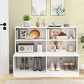 Giantex Storage Bench with Shelf, 3-Tier Entryway Storage Cabinet w/Seat, 2-in-1 Shoe Bench w/Bookshelf, Anti-tip Kits, Modern Style 6-Cube Organizer for Living Room, Study, Hallway, White