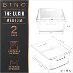 BINO | Plastic Storage Bins, Medium - 2 Pack | THE LUCID COLLECTION | Multi-Use Built-In Handles | BPA-Free | Clear Storage Containers | Fridge Organizer | Pantry & Home Organization - size: 2PK - MEDIUM